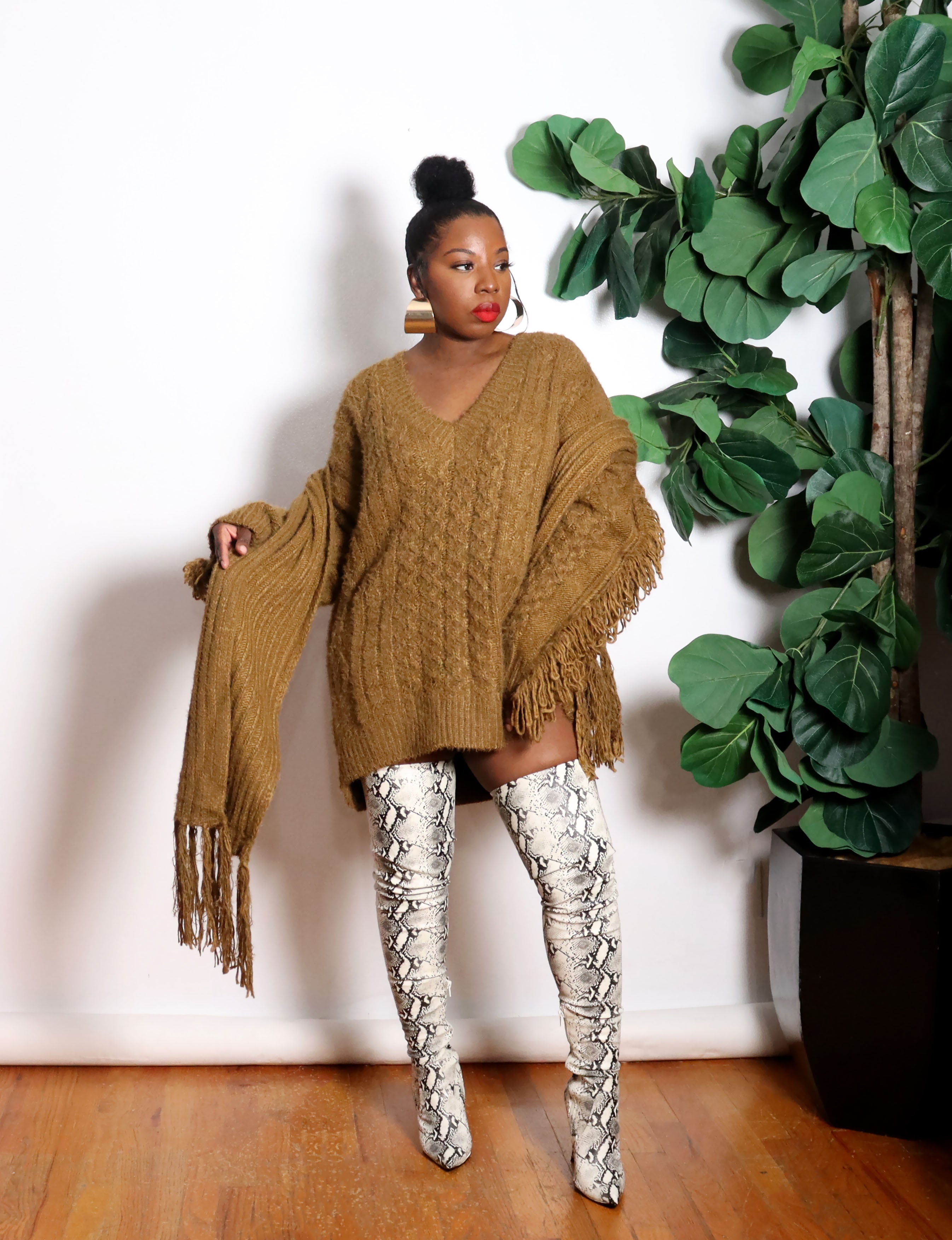 Brown Sugar | Sweater & Scarf Set