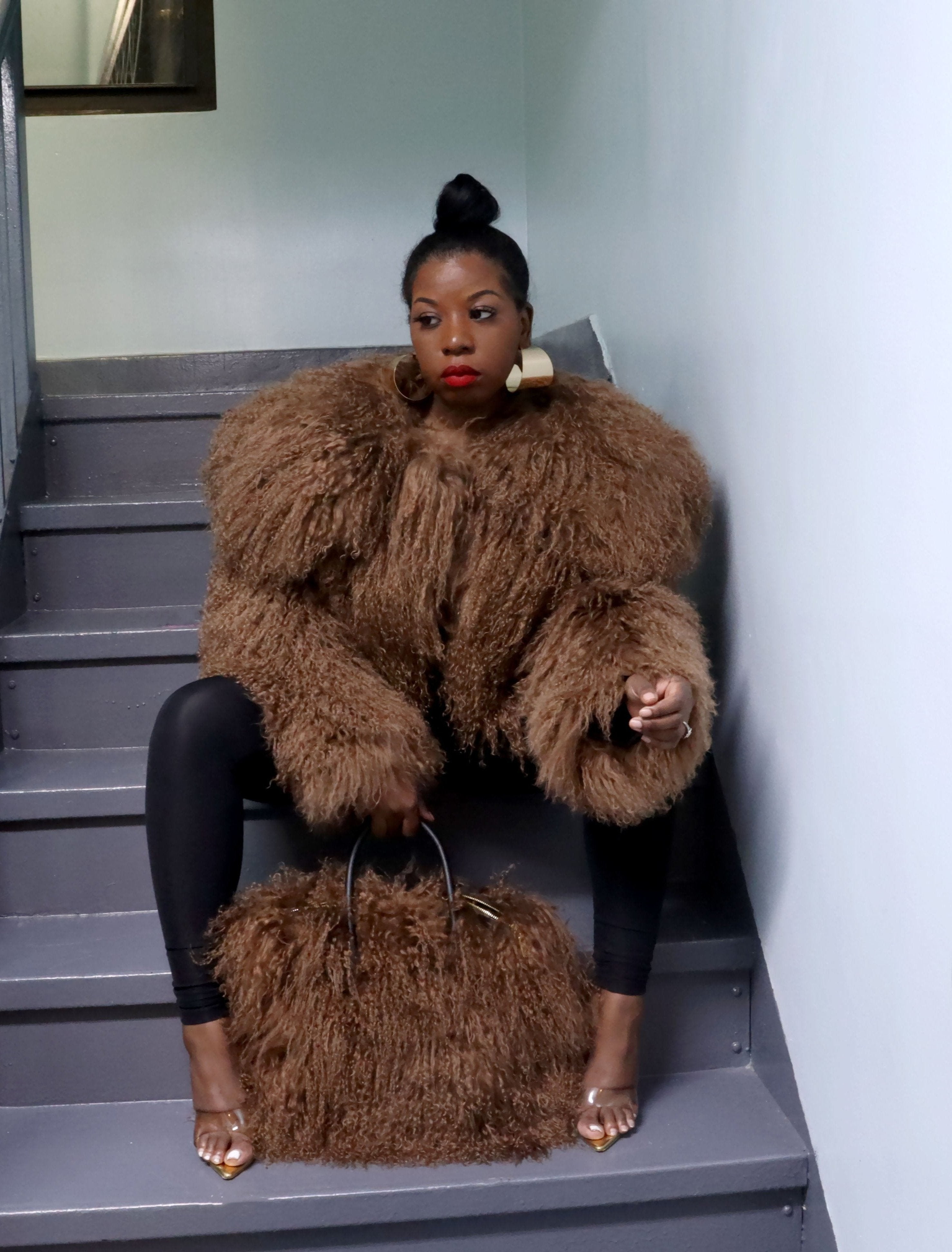 That Girl Mongolian Fur Coat Bag Mixed Emotions Boutique