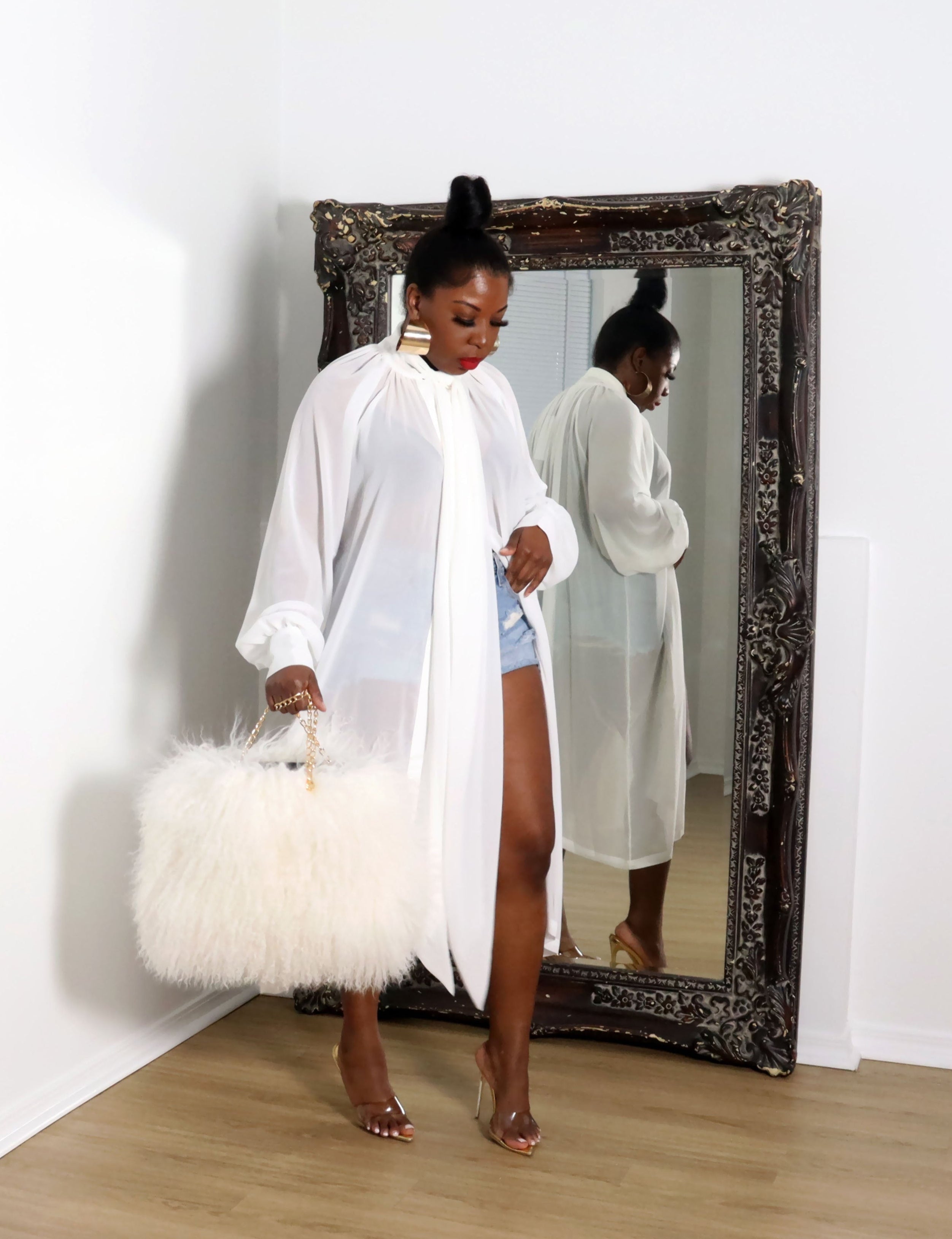 maxi shirt dress sheer See Through