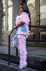 Load image into Gallery viewer, Ruffle Me Back | Pink Tulle Denim| PRE ORDER ESTIMATED SHIP DATE 4/15-5/1/25 (Copy)
